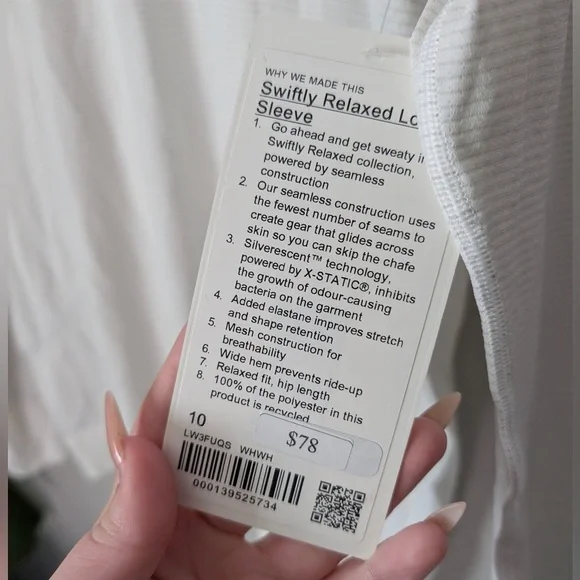 NWT Lululemon White Long-Sleeve Athletic Shirt - Picture 2 of 4